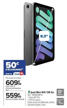Ipad Mini Wifi 128 Go offre à 559,99€ sur Carrefour Express