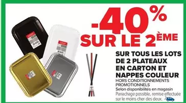 Sur Tous Les Lots De 2 Plateaux En Carton Et Nappes Couleur offre sur Carrefour Express