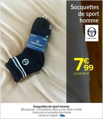 Sergio Tacchini - Socquettes De Sport Homme offre à 7,99€ sur Carrefour Express