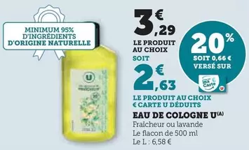 U - Eau De Cologne offre à 3,29€ sur Super U