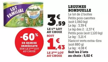 Bonduelle - Legumes offre à 3,59€ sur Super U