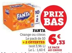 Fanta - Orange Ou Citron Le Pack De 10 + 2 Offertes offre à 6,33€ sur Super U