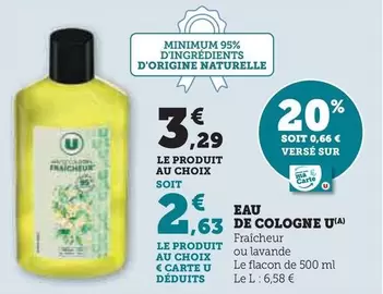 U - Eau De Cologne offre à 3,29€ sur Super U