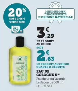 U - Eau De Cologne offre à 3,29€ sur Super U