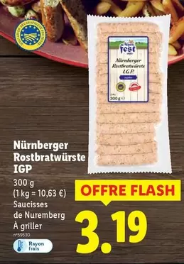Alpen Fest - Nurnberger Rostbratwürste IGP offre à 3,19€ sur Lidl