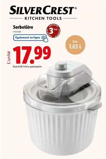 Silvercrest Kitchen Tools - Sorbetiere offre à 17,99€ sur Lidl