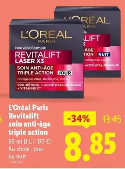 L'Oréal - Paris Revitalift Soin Anti-Âge Triple Action offre à 8,85€ sur Lidl