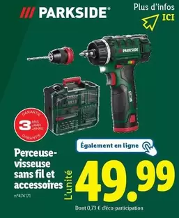 Perceuse- Visseuse Sans Fil Et Accessoires offre à 49,99€ sur Lidl