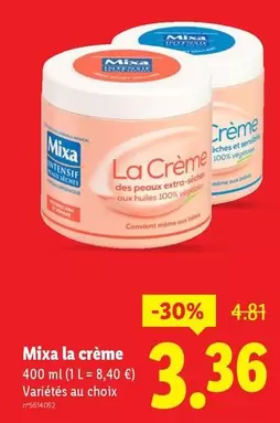 Mixa - La Crème  offre à 3,36€ sur Lidl