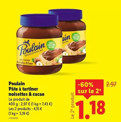 Poulain - Pâte À Tartiner Noisettes & Cacao offre à 2,97€ sur Lidl