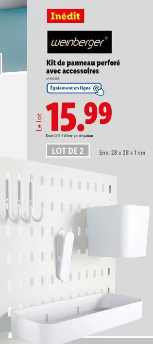 Silvercrest - Kit De Panneau Perforé Avec Accessoires offre à 15,99€ sur Lidl