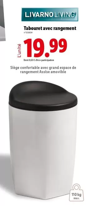 Livarno Living - Tabouret Avec Rangement offre à 19,99€ sur Lidl