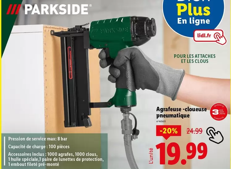 Parkside - Agrafeuse-Cloueuse Pneumatique  offre à 19,99€ sur Lidl