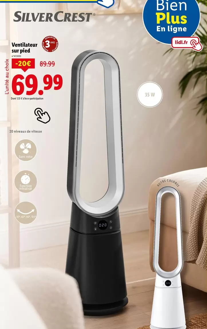 Silvercrest - Ventilateur Sur Pied offre à 69,99€ sur Lidl