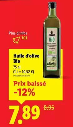 Huile D'Olive Bio offre à 7,89€ sur Lidl