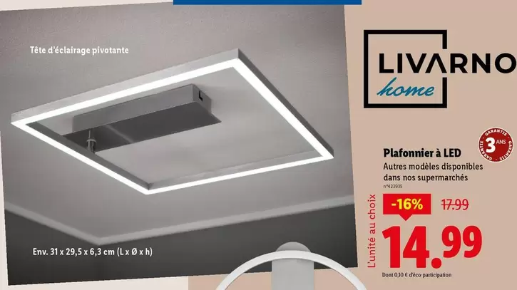 Livarno Home - Plafonnier À Led offre à 14,99€ sur Lidl