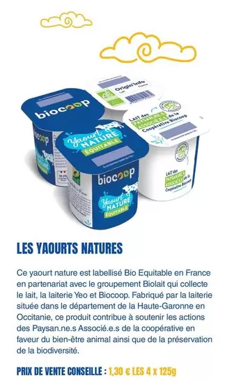 Biocoop - Les Yaourts Natures offre à 1,3€ sur Biocoop