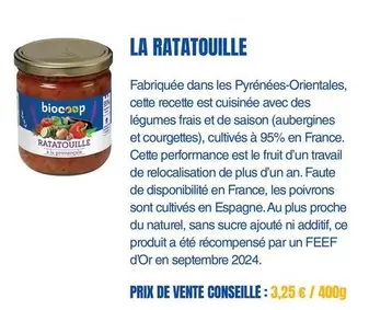 Biocoop  - La Ratatouille offre à 3,25€ sur Biocoop