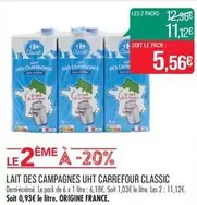 Carrefour - Lait Des Campagnes Uht Classic offre à 5,56€ sur Supermarché Match