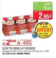 Président - Secret De Creme U.h.t offre à 2,95€ sur Supermarché Match