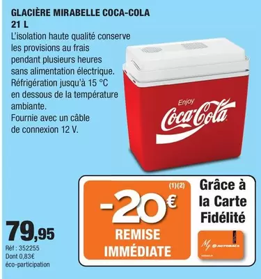 Glacière Mirabelle Coca-Cola offre à 79,95€ sur Autobacs