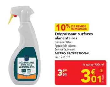 Metro - Dégraissant Surfaces Alimentaires offre à 3,34€ sur Metro