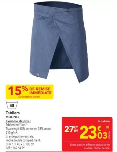 Chef - Tabliers offre à 23,03€ sur Metro