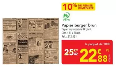 Continental - Papier Burger Brun offre à 22,88€ sur Metro