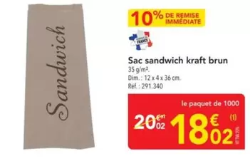 Kraft - Sac Sandwich  Brun offre à 18,02€ sur Metro