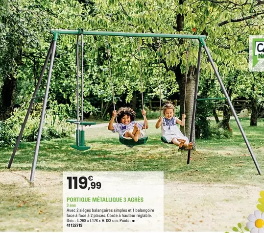 Cap Nature - Portique Métallique 3 Agres offre à 119,99€ sur JouéClub