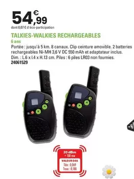 Cap Nature - Talkies-Walkies Rechargeables offre à 54,99€ sur JouéClub