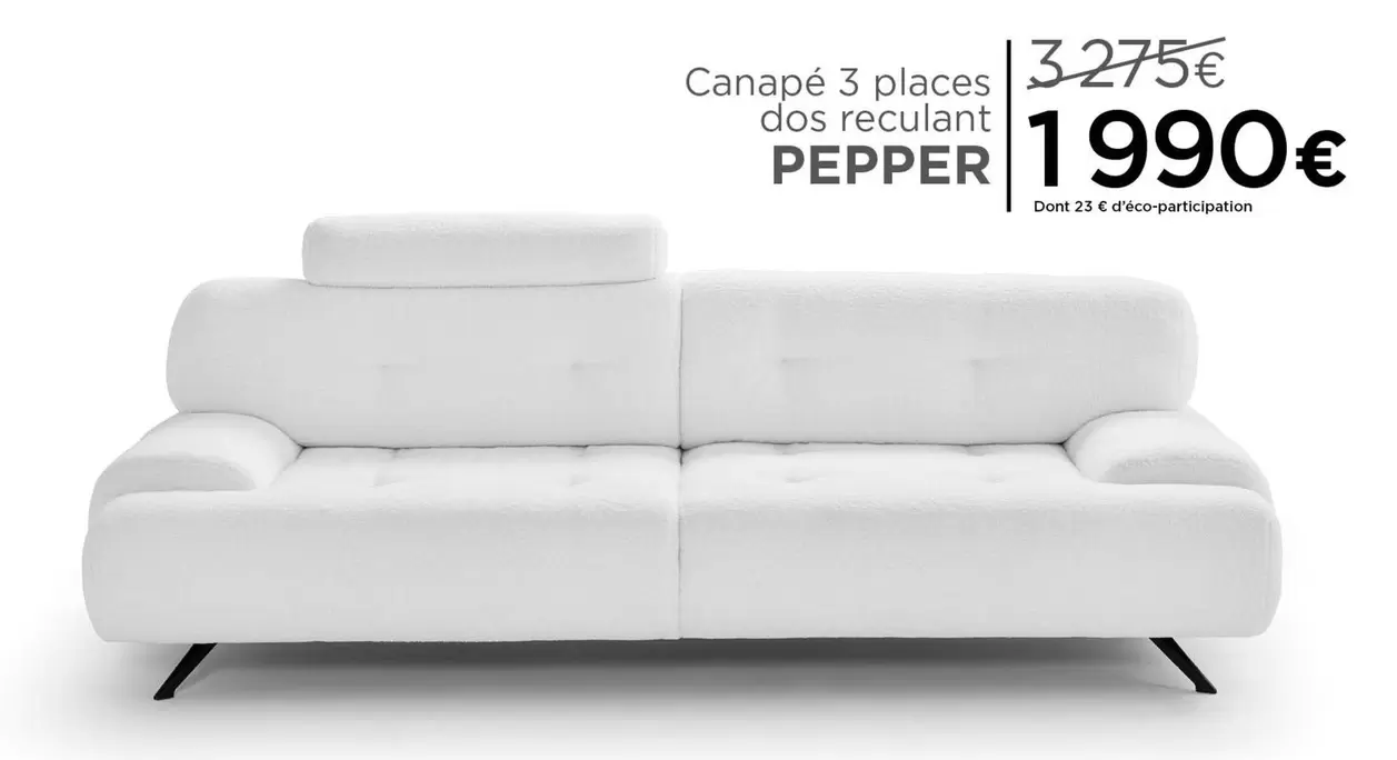 Canape 3 Places Dos Recplant offre à 1990€ sur XXL Maison