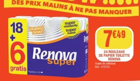 Renova - 24 Rouleaux De Papier Toilette offre à 7,49€ sur La Foir'Fouille