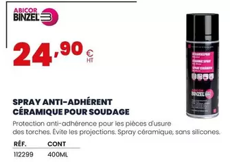 Abicor Binzel - Spray Anti-Adhérent Céramique Pour Soudage offre à 24,9€ sur Au Forum du Bâtiment