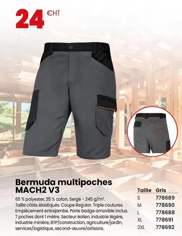 Bermuda Multipoches Mach2 V3 offre à 24€ sur Au Forum du Bâtiment