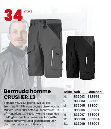 Bermuda Homme Crusher.L3 offre à 34€ sur Au Forum du Bâtiment