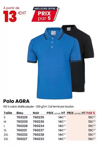 Polo Agra offre à 13€ sur Au Forum du Bâtiment