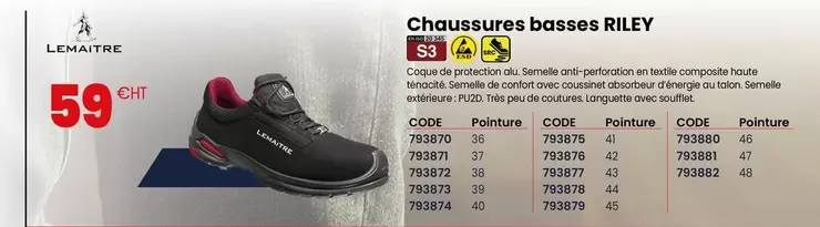 Chaussures Basses offre à 59€ sur Au Forum du Bâtiment
