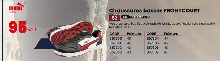 Puma - Chaussures Basses Frontcourt offre à 95€ sur Au Forum du Bâtiment
