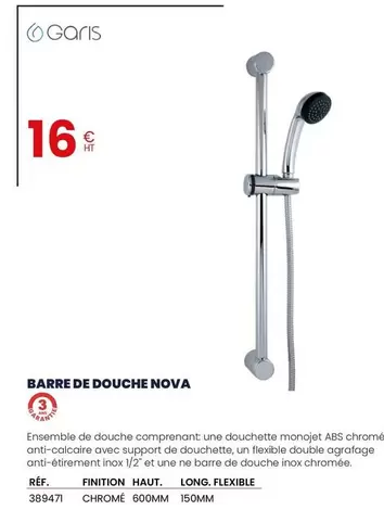 Garis - Barre De Douche Nova offre à 16€ sur Au Forum du Bâtiment