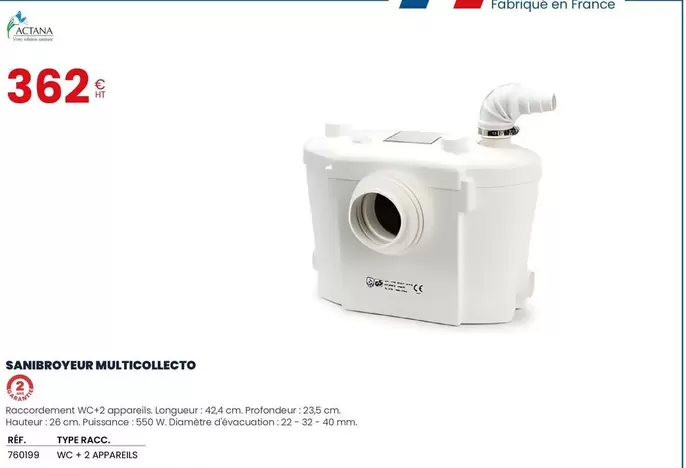 Sanibroveur Multicollecto offre à 362€ sur Au Forum du Bâtiment