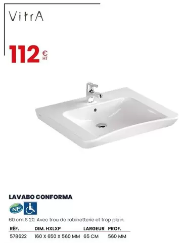Lavabo Conforma offre à 112€ sur Au Forum du Bâtiment