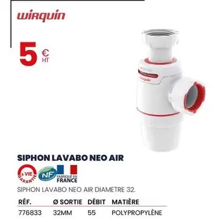 Wirquin - Siphon Lavabo Neo Air offre à 5€ sur Au Forum du Bâtiment
