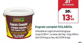 Solabiol - Engrais Complet offre à 13,99€ sur Truffaut
