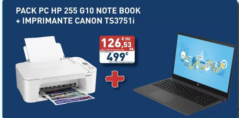 HP - Pack Pc Hp 255 G10 Note Book + Imprimante Ts37511 offre à 499€ sur Bureau Vallée