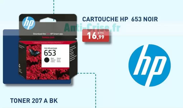 HP - Cartouche 653 Noir offre à 16,99€ sur Bureau Vallée