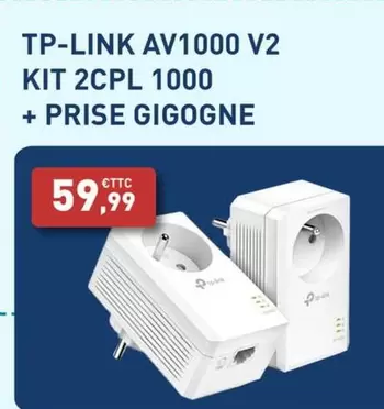 Tp-Link - Av1000 V2 Kit 2cpl 1000 + Prise Gigogne offre à 59,99€ sur Bureau Vallée