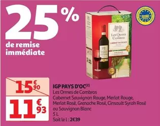 Cambras - Igp Pays D'oc offre à 11,93€ sur Auchan Hypermarché