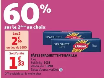 Barilla - Pâtes Spaghetti N°5 offre à 1,9€ sur Auchan Hypermarché