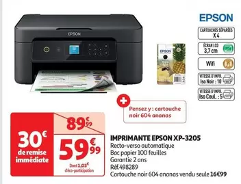 Epson - Imprimante XP-3205 offre à 59,99€ sur Auchan Hypermarché